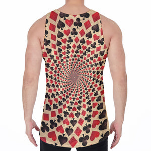 Swirl Playing Card Suits Print Men's Velvet Tank Top