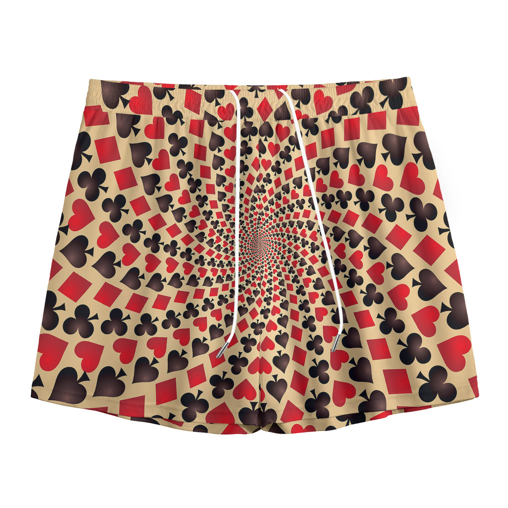Swirl Playing Card Suits Print Mesh Shorts
