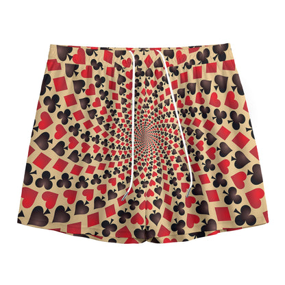 Swirl Playing Card Suits Print Mesh Shorts