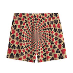 Swirl Playing Card Suits Print Mesh Shorts