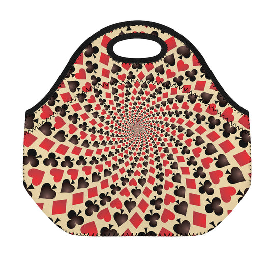 Swirl Playing Card Suits Print Neoprene Lunch Bag
