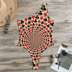 Swirl Playing Card Suits Print One Shoulder Bodysuit