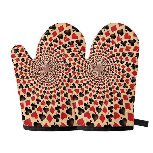 Swirl Playing Card Suits Print Oven Mitts