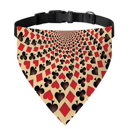 Swirl Playing Card Suits Print Over The Collar Dog Bandana
