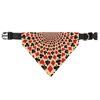 Swirl Playing Card Suits Print Over The Collar Dog Bandana