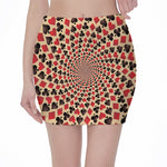 Swirl Playing Card Suits Print Pencil Mini Skirt