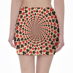 Swirl Playing Card Suits Print Pencil Mini Skirt