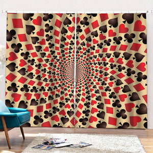 Swirl Playing Card Suits Print Pencil Pleat Curtains