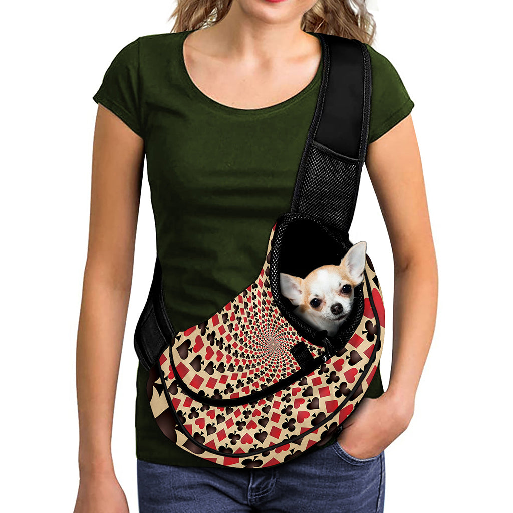 Swirl Playing Card Suits Print Pet Sling Carrier