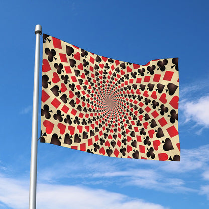 Swirl Playing Card Suits Print Polyester Flag