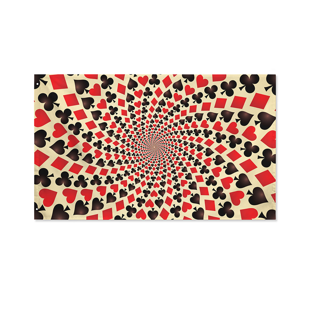 Swirl Playing Card Suits Print Polyester Flag