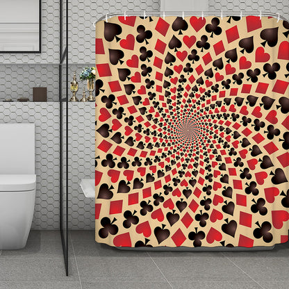 Swirl Playing Card Suits Print Polyester Shower Curtain