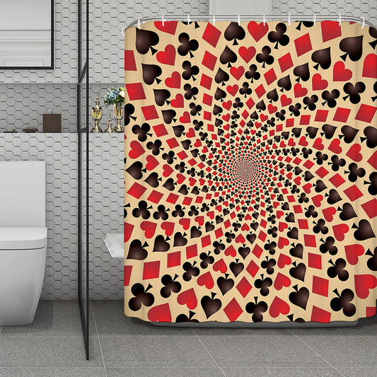 Swirl Playing Card Suits Print Polyester Shower Curtain