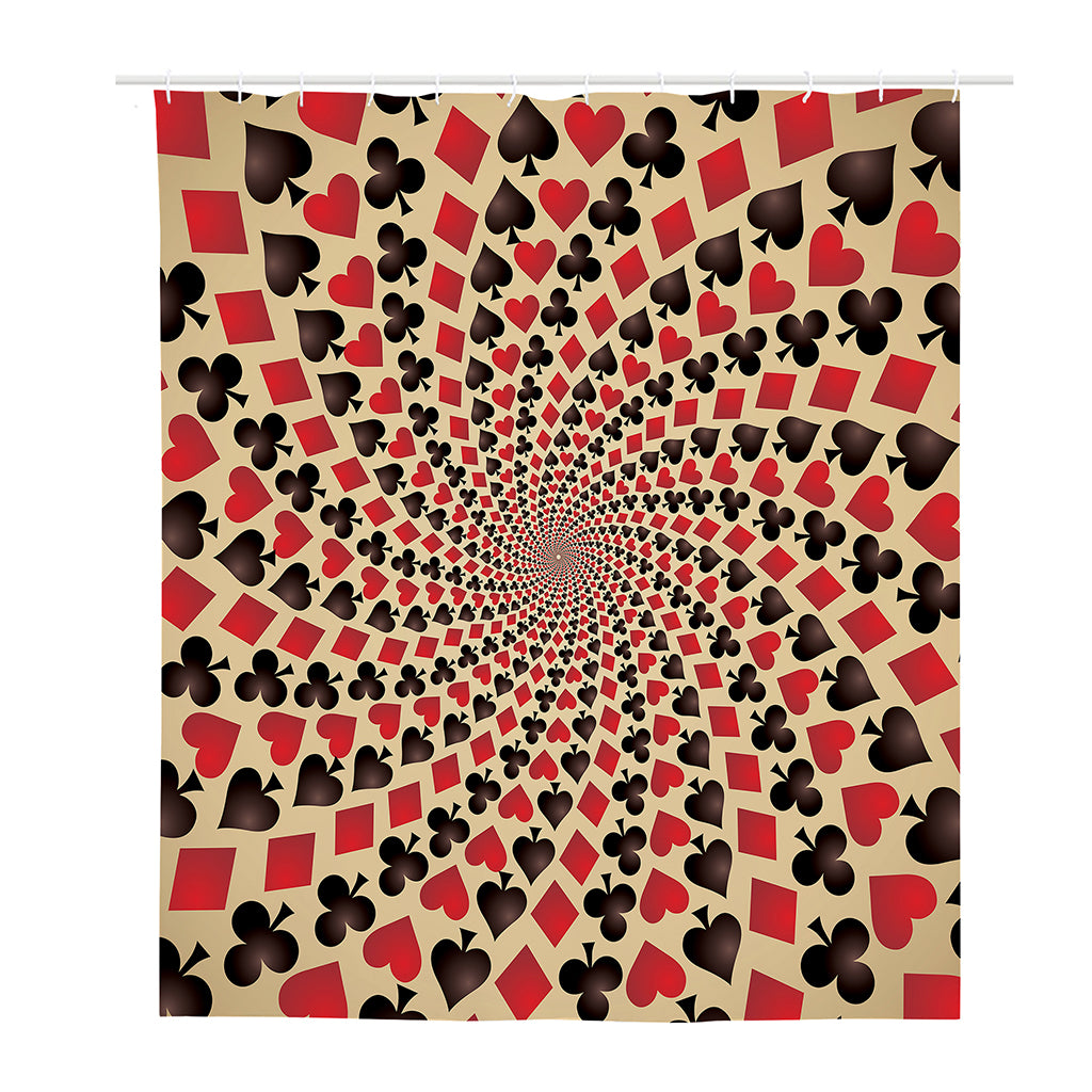 Swirl Playing Card Suits Print Polyester Shower Curtain