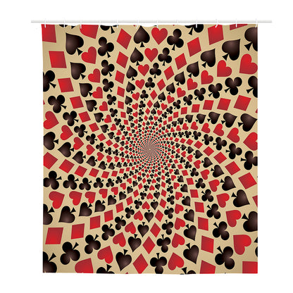 Swirl Playing Card Suits Print Polyester Shower Curtain