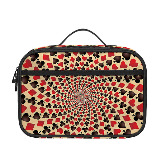 Swirl Playing Card Suits Print Portable Lunch Bag