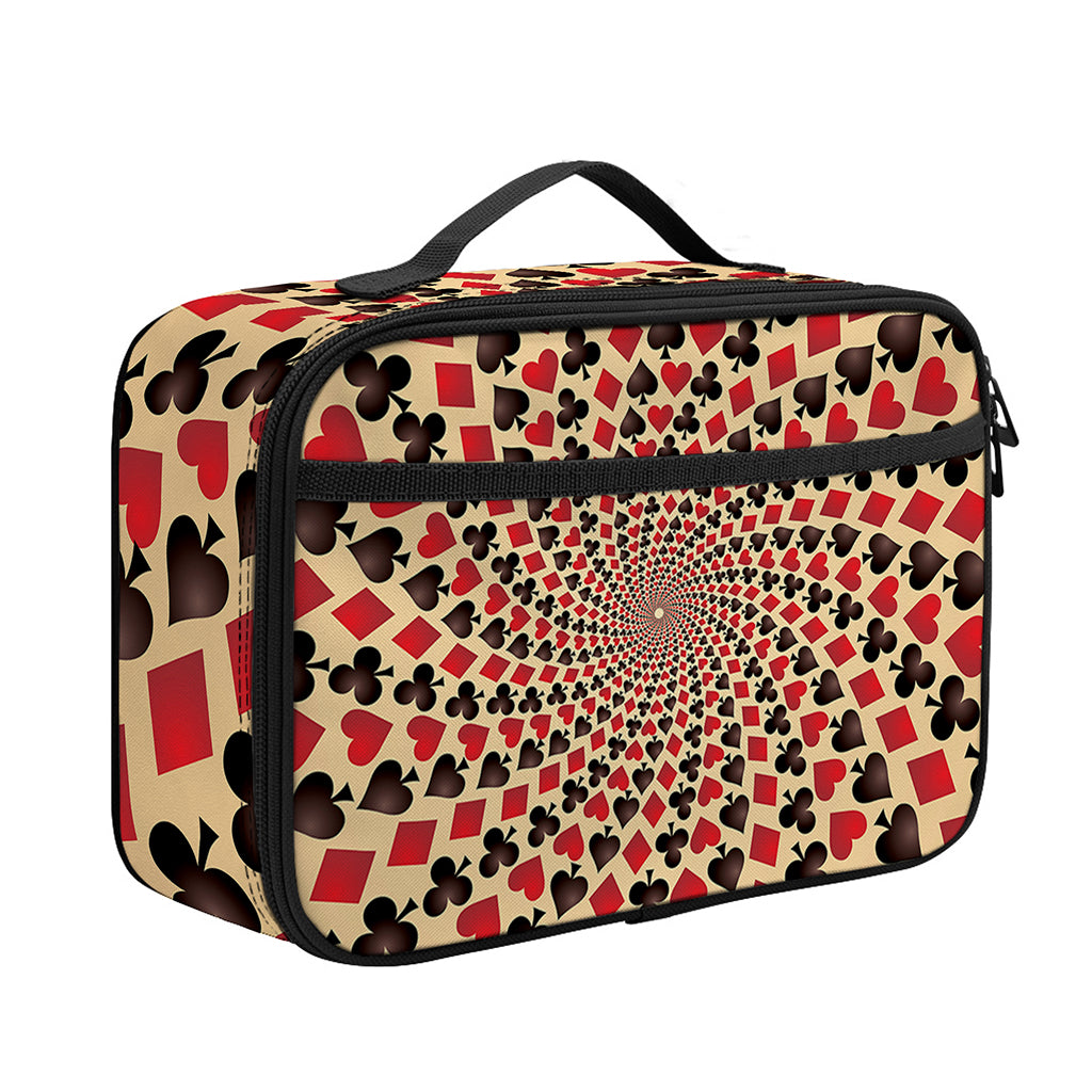 Swirl Playing Card Suits Print Portable Lunch Bag