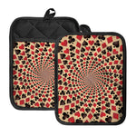 Swirl Playing Card Suits Print Pot Holders With Pocket