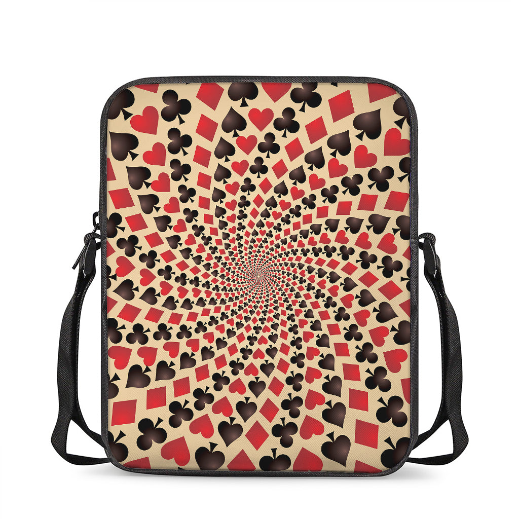 Swirl Playing Card Suits Print Rectangular Crossbody Bag