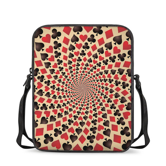 Swirl Playing Card Suits Print Rectangular Crossbody Bag
