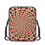 Swirl Playing Card Suits Print Rectangular Crossbody Bag