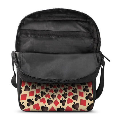 Swirl Playing Card Suits Print Rectangular Crossbody Bag