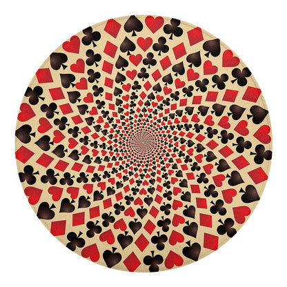 Swirl Playing Card Suits Print Round Blanket