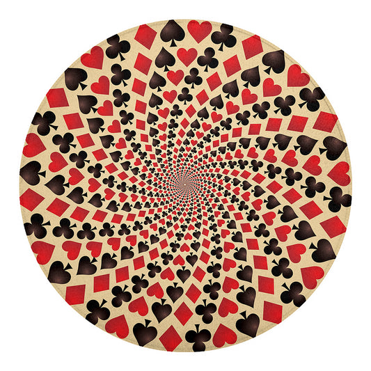 Swirl Playing Card Suits Print Round Blanket