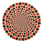 Swirl Playing Card Suits Print Round Blanket