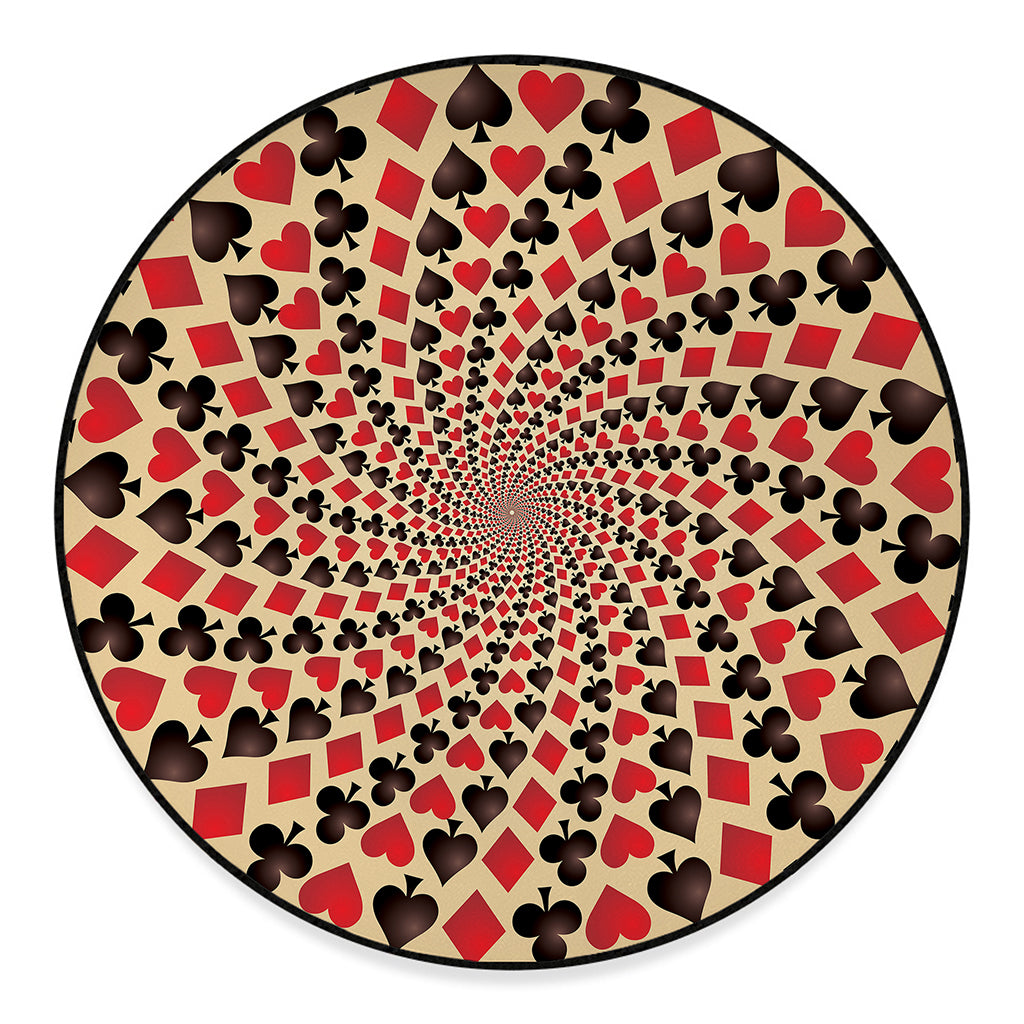 Swirl Playing Card Suits Print Round Floor Mat