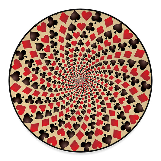 Swirl Playing Card Suits Print Round Floor Mat