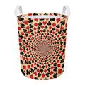 Swirl Playing Card Suits Print Round Laundry Basket