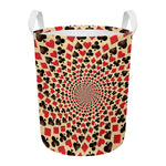 Swirl Playing Card Suits Print Round Laundry Basket