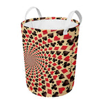 Swirl Playing Card Suits Print Round Laundry Basket
