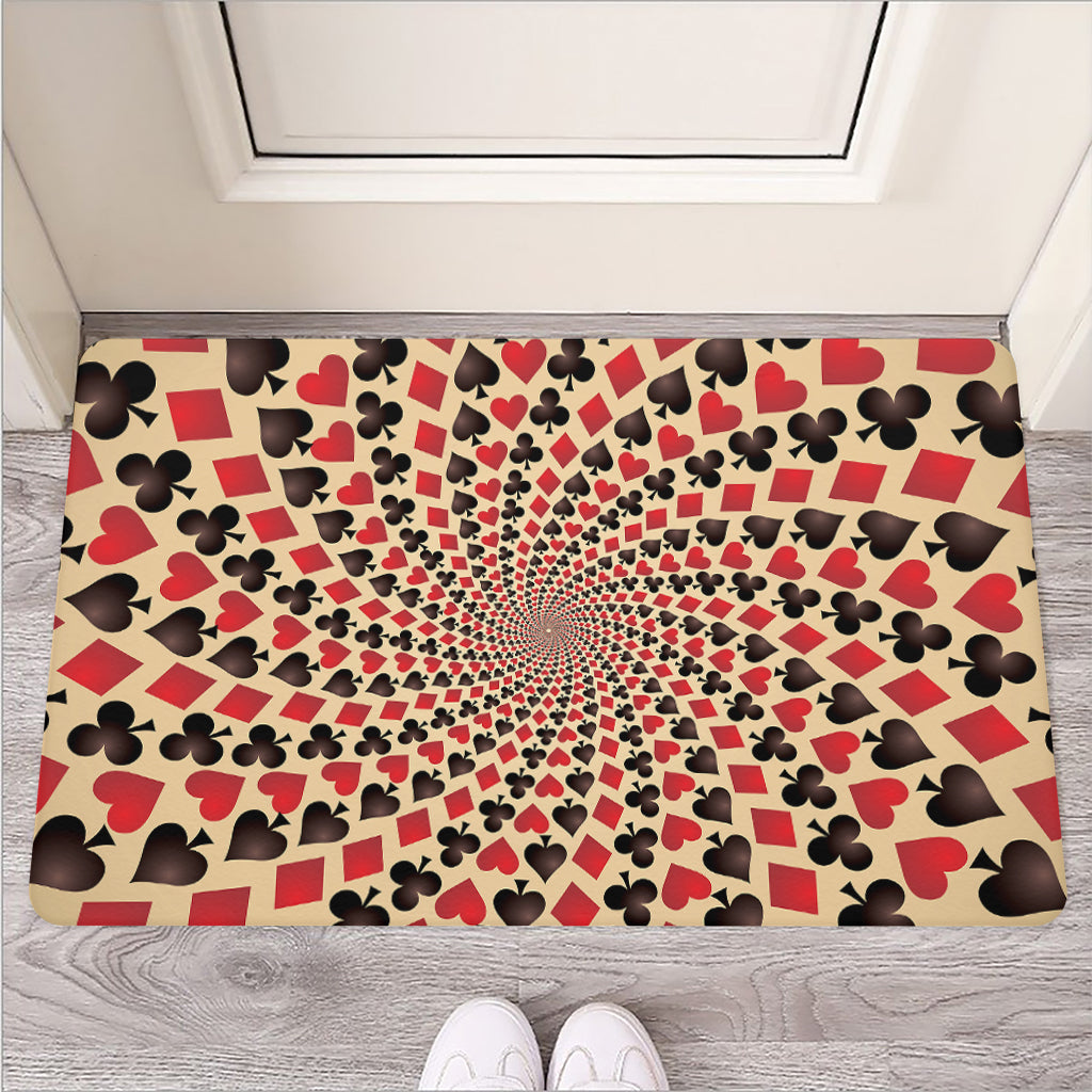 Swirl Playing Card Suits Print Rubber Doormat