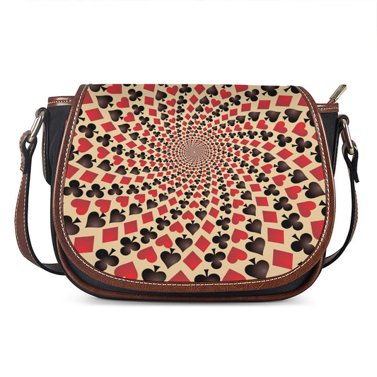 Swirl Playing Card Suits Print Saddle Bag