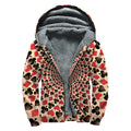 Swirl Playing Card Suits Print Sherpa Lined Zip Up Hoodie