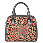 Swirl Playing Card Suits Print Shoulder Handbag
