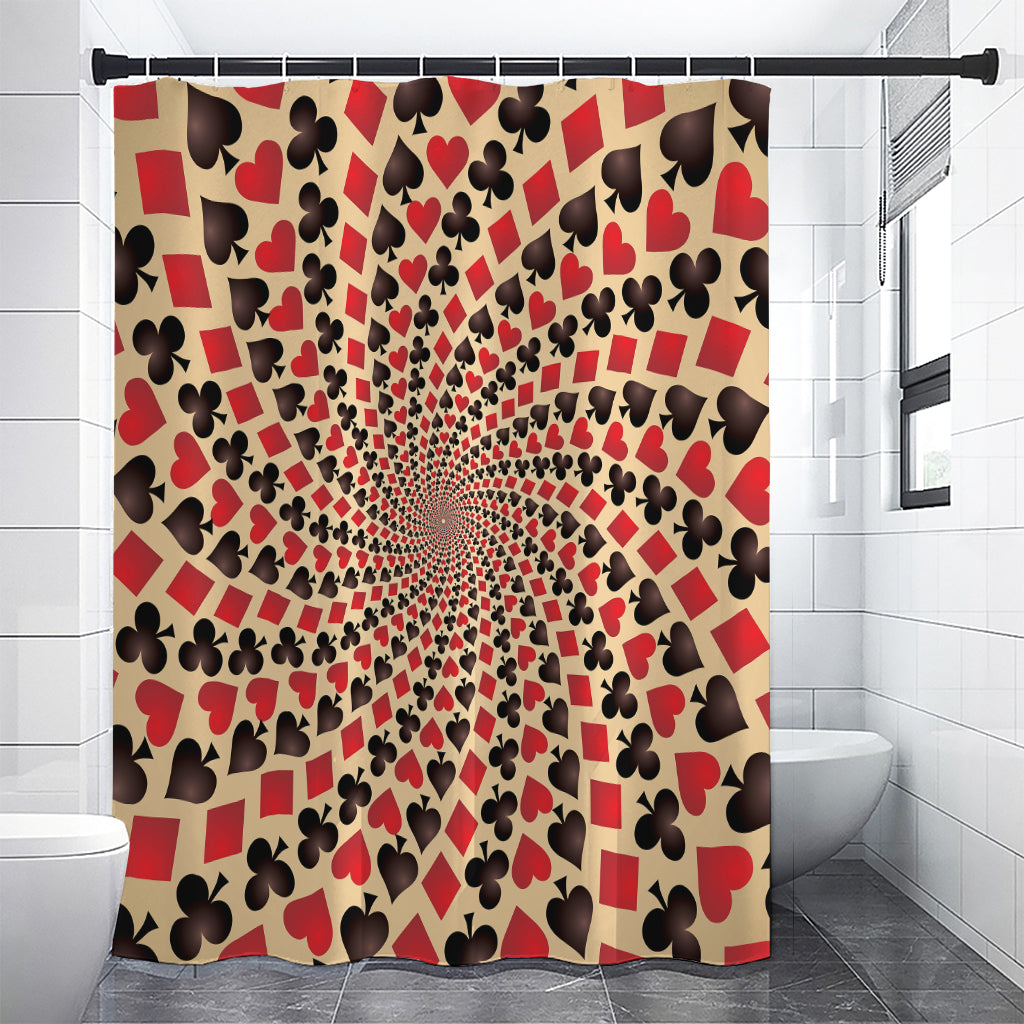 Swirl Playing Card Suits Print Shower Curtain