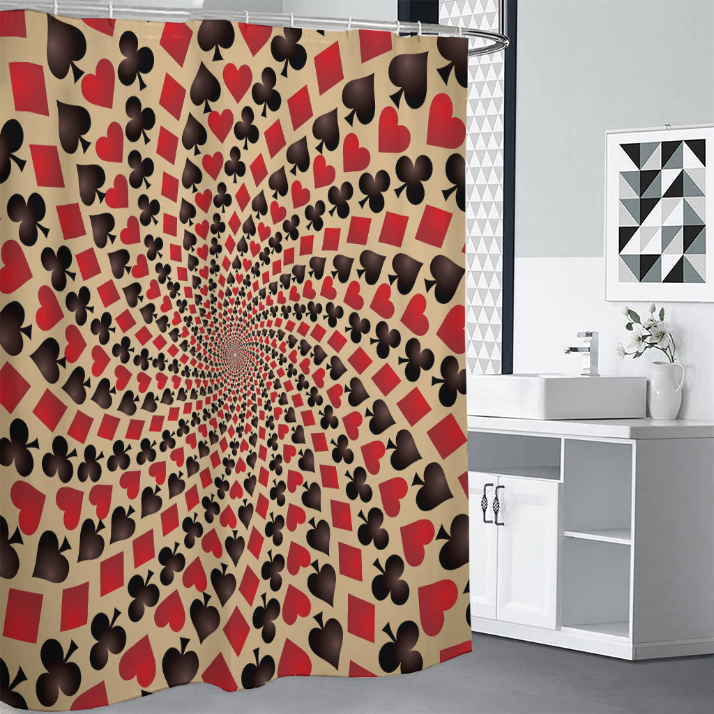 Swirl Playing Card Suits Print Shower Curtain