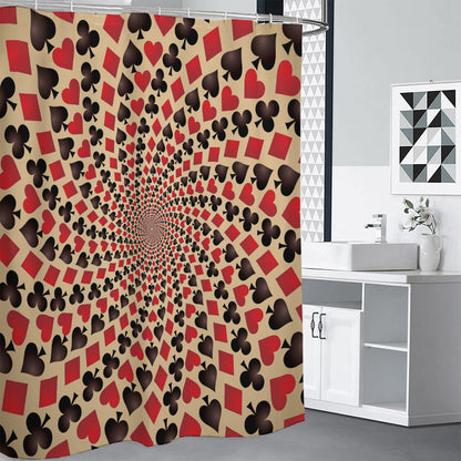Swirl Playing Card Suits Print Shower Curtain