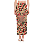 Swirl Playing Card Suits Print Side Slit Maxi Skirt
