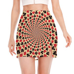 Swirl Playing Card Suits Print Side Slit Mini Skirt