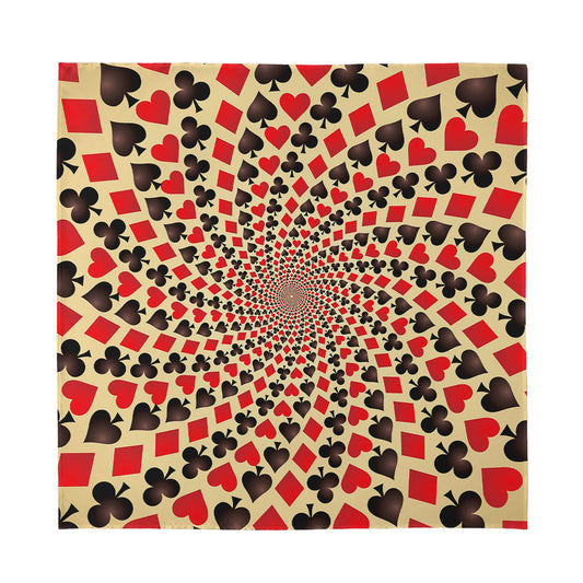 Swirl Playing Card Suits Print Silk Bandana