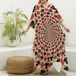 Swirl Playing Card Suits Print Silk V-Neck Kaftan Dress