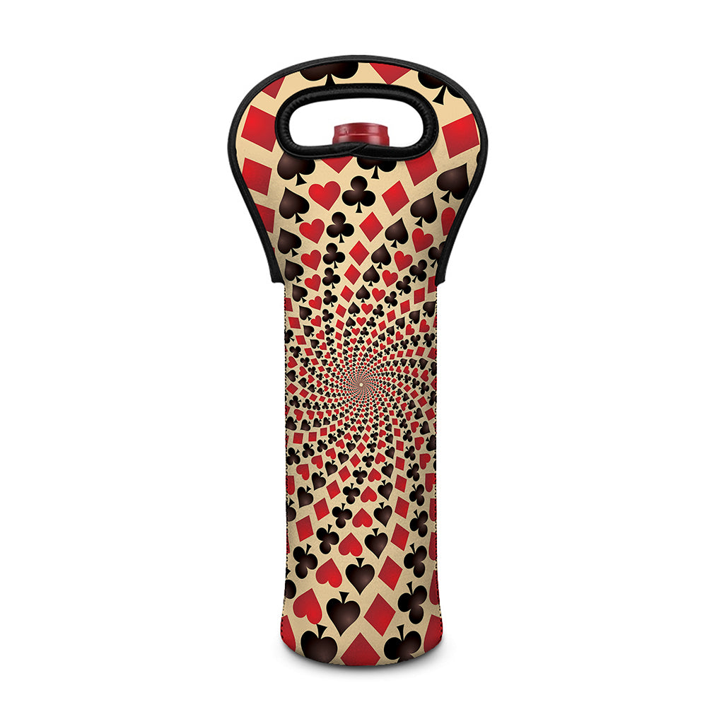 Swirl Playing Card Suits Print Single Neoprene Wine Tote