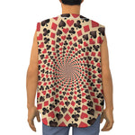 Swirl Playing Card Suits Print Sleeveless Baseball Jersey