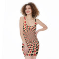 Swirl Playing Card Suits Print Sleeveless Bodycon Dress