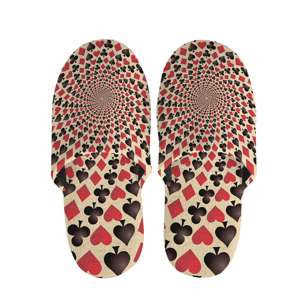 Swirl Playing Card Suits Print Slippers