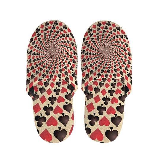 Swirl Playing Card Suits Print Slippers
